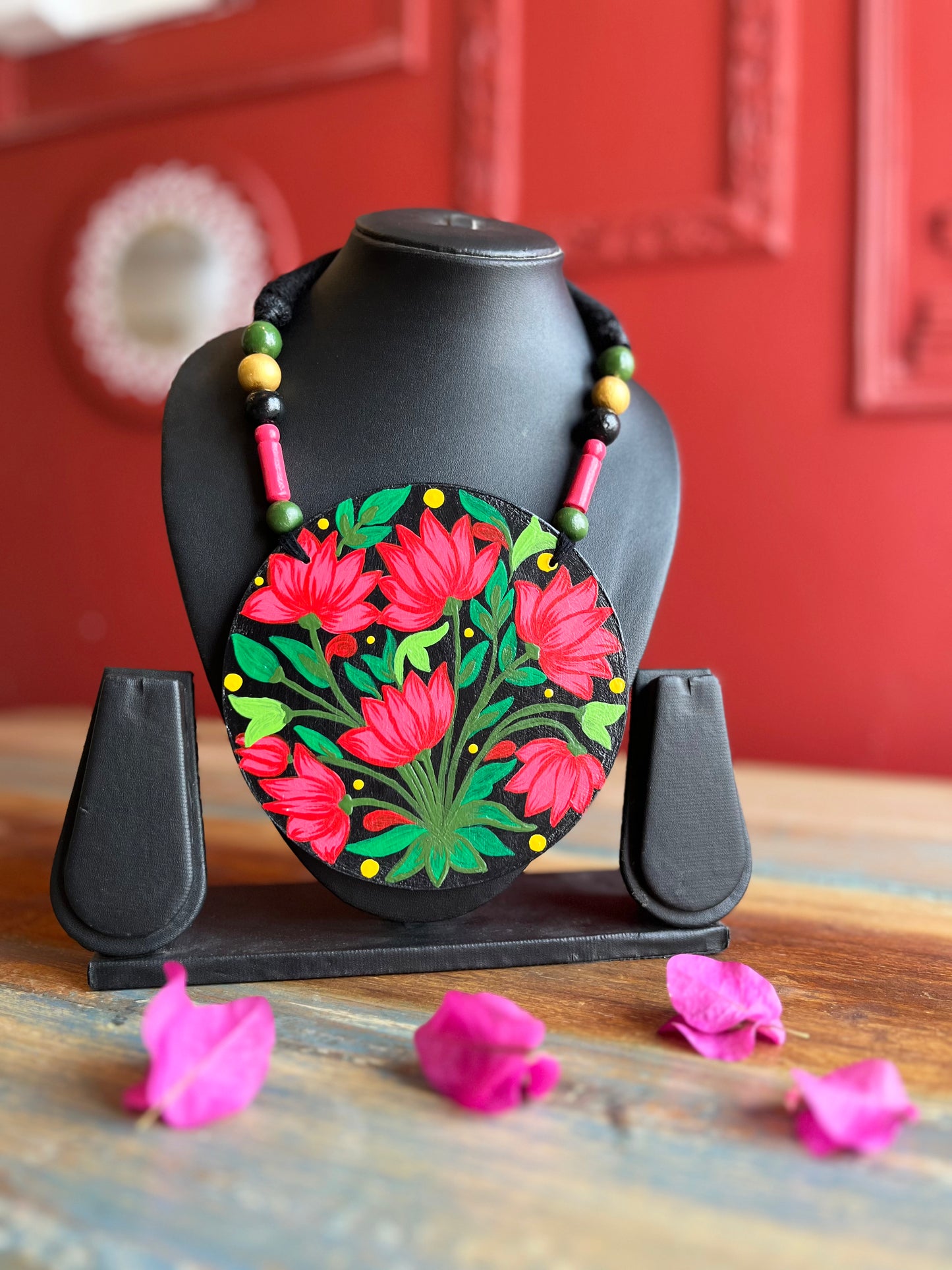 Hand-Painted Lotus Necklace