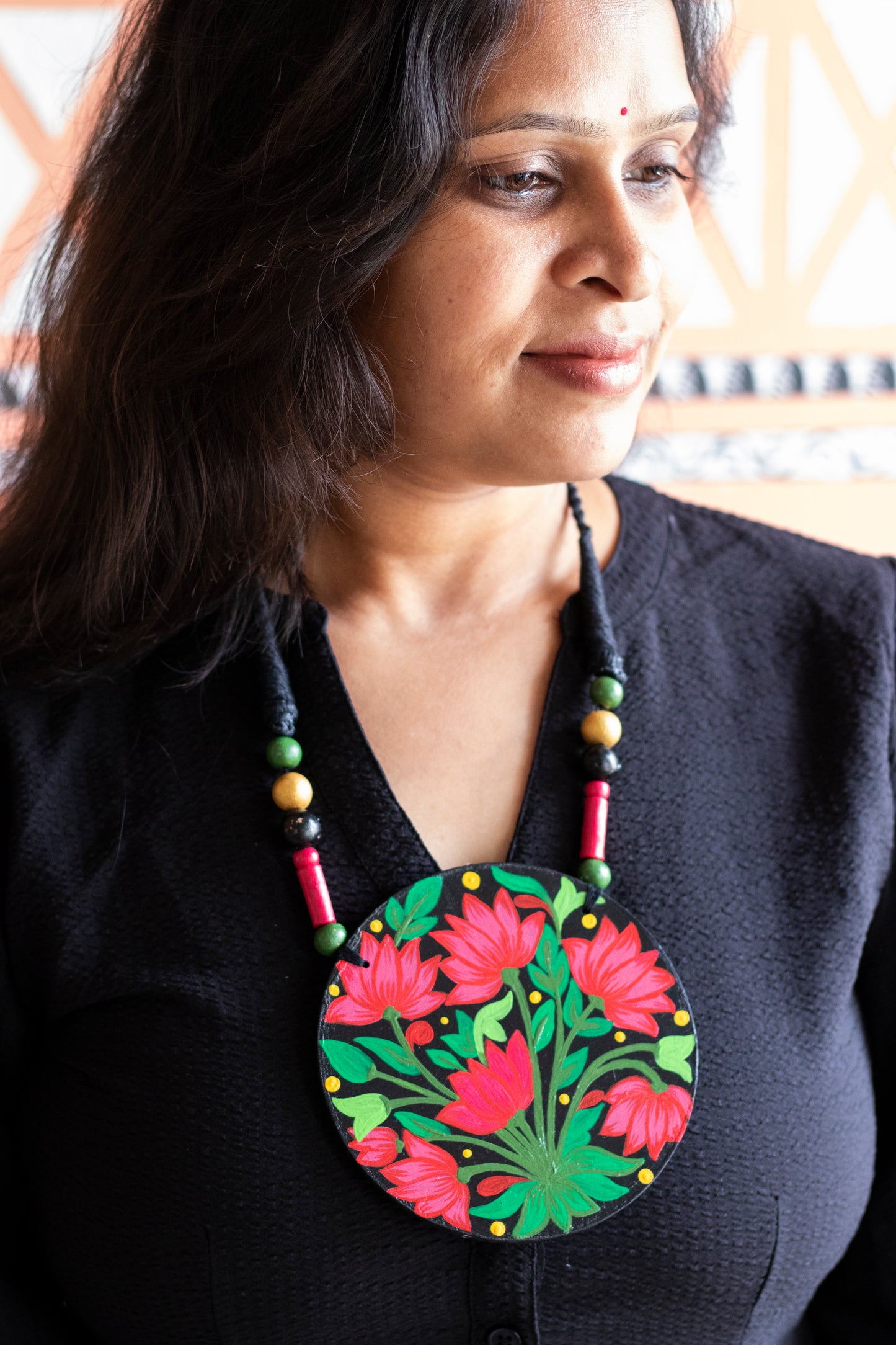 Hand-Painted Lotus Necklace