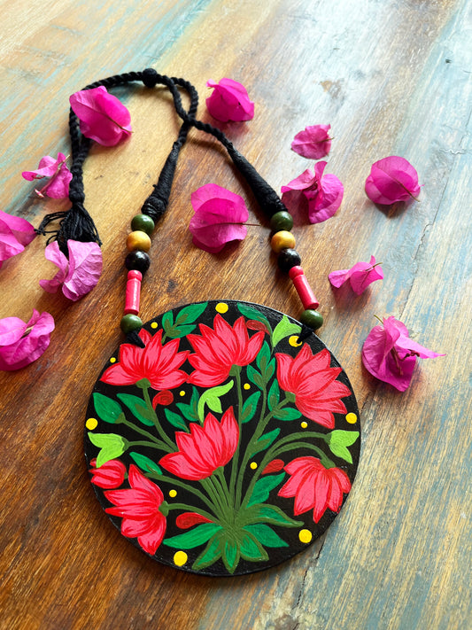 Hand-Painted Lotus Necklace